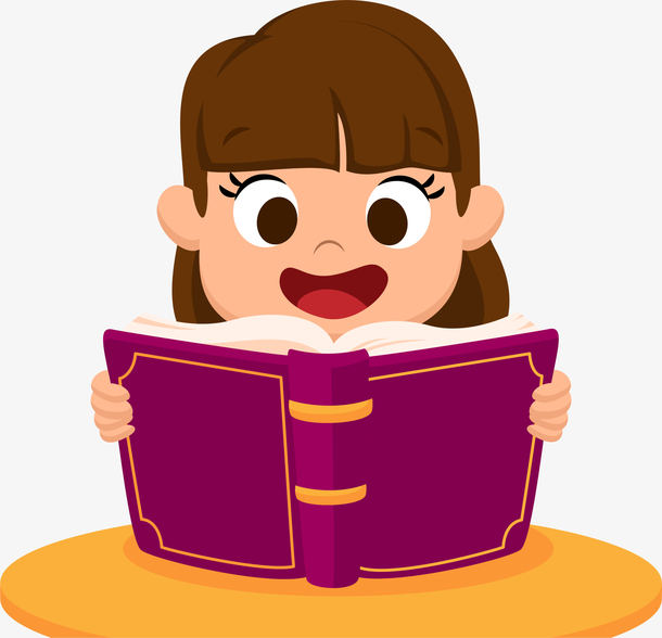 紫色卡通读书女孩