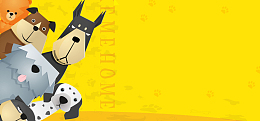 宠物美容卡通童趣黄色banner