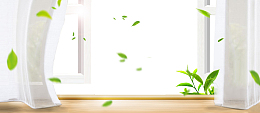 春天浪漫文艺景色窗帘景色白banner