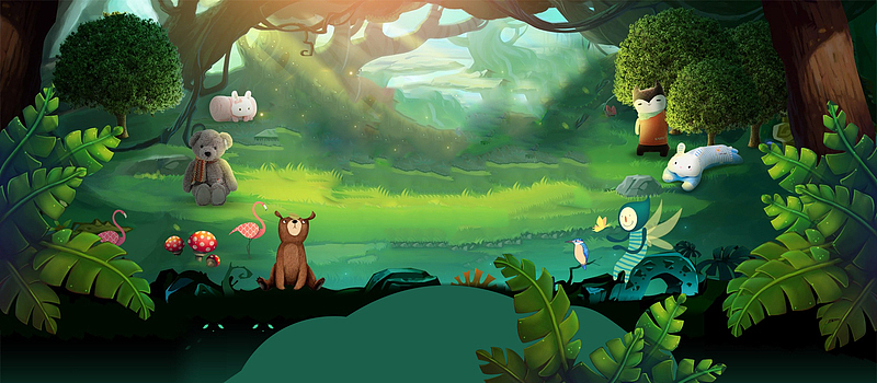 春天出游踏青梦幻神秘绿banner