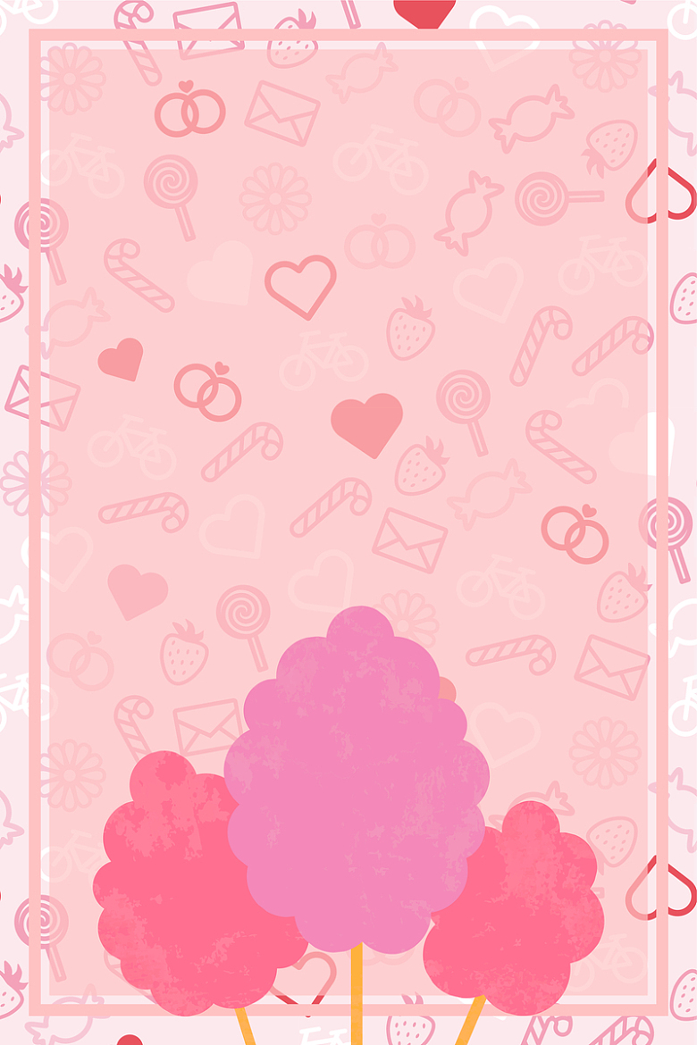 粉色扁平糖果图案背景