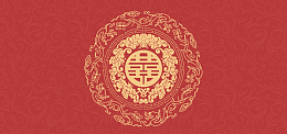 红色婚礼简约几何金色banner背景