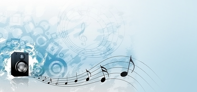 音响 音乐音符蓝色背景