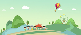 春天小学生春游卡通童趣绿色banner