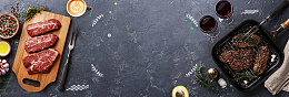 天猫超市牛排大促简约黑色banner