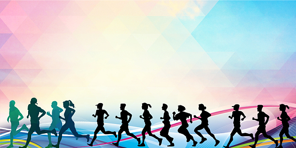 彩色几何渐变剪影马拉松大赛海报背景素材