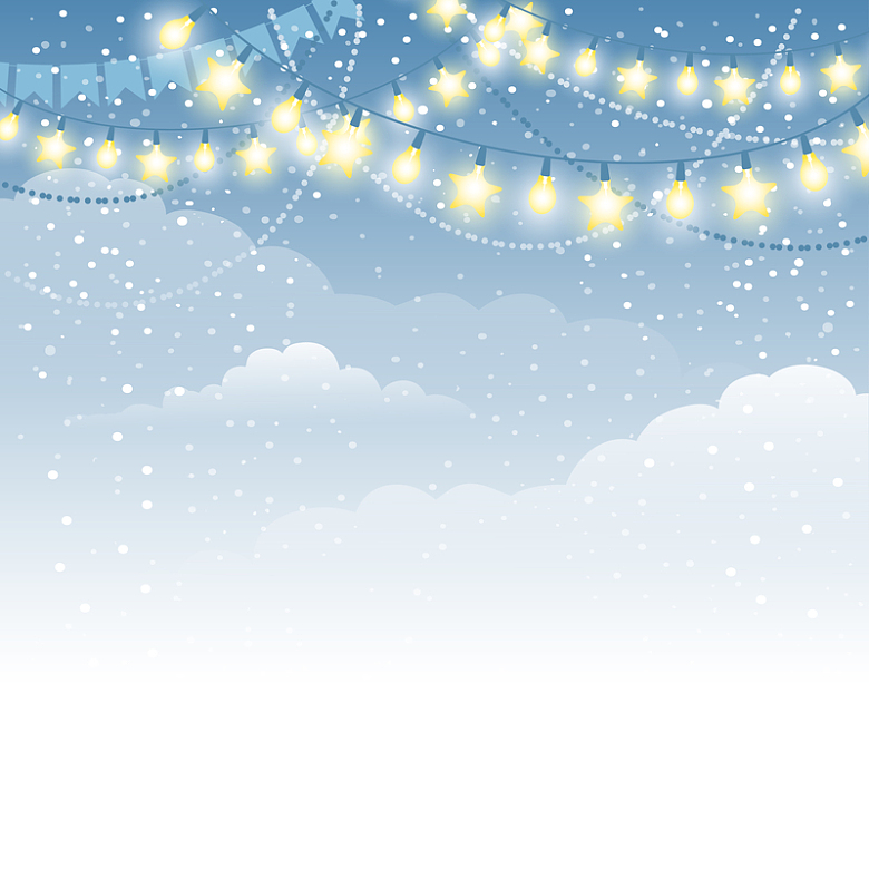 冬季节日圣诞节蓝色云层霓虹灯灯泡背景图