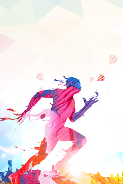 几何剪影春季田径运动会海报背景素材