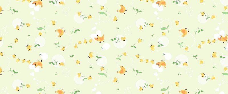 卡通母鸡带着小鸡无缝背景