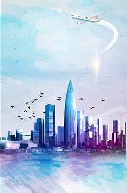 深圳旅游清新城市天际线