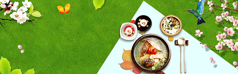 春游记野餐美食俯视图草地背景