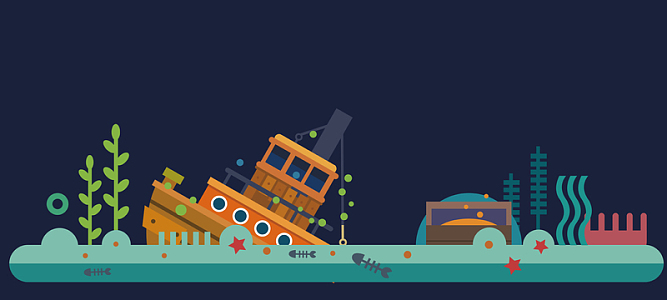 海底世界扁平蓝色banner