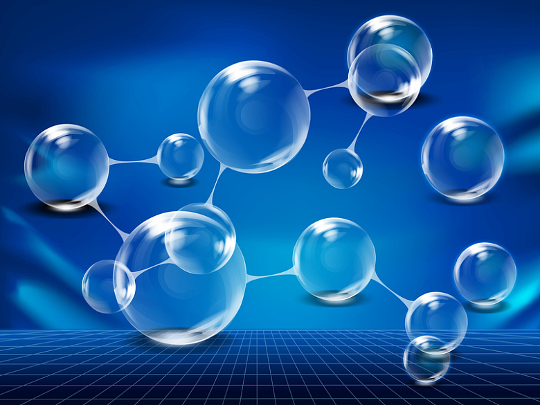 蓝色气泡分子背景图片