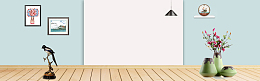 家居简约蓝色海报背景banner