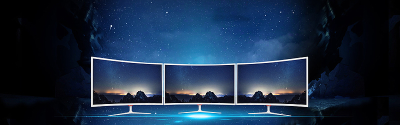 电视机上新科技渐变风景蓝banner