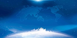 城市剪影世界地图地球蓝色海报背景