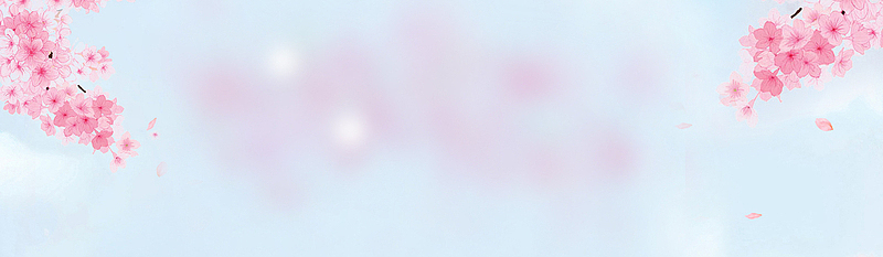 桃花花瓣梦幻蓝色banner背景