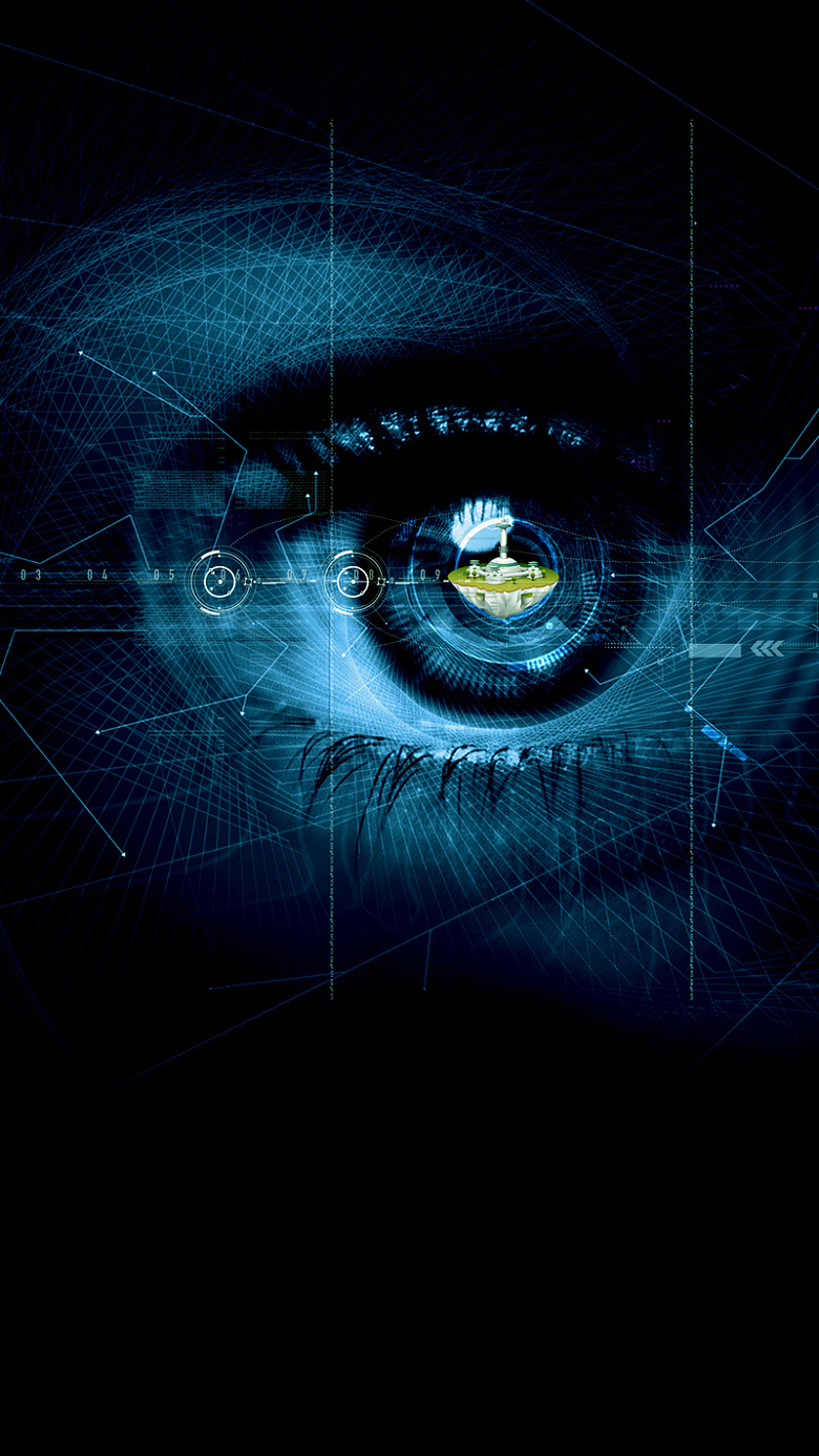 蓝色商务眼睛科技H5背景素材