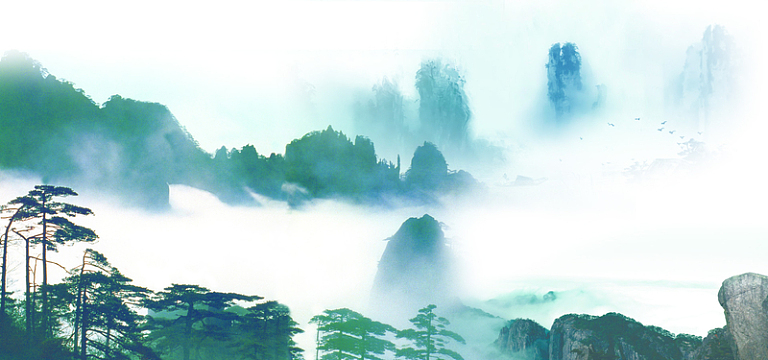 水墨山水云背景banner