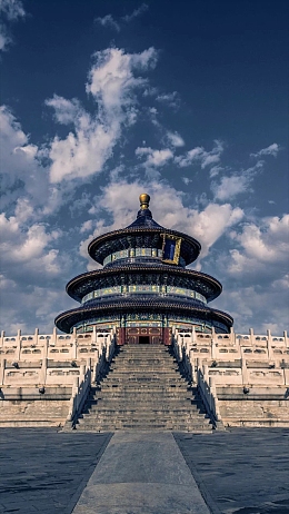 天空白云故宫建筑旅行H5背景