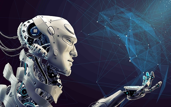 时代科技机器人展览海报背景模板