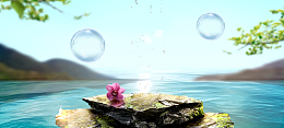 水浪漫梦幻蓝色淘宝海报背景