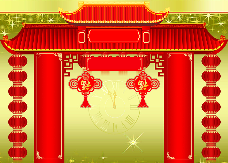 春节门头装饰海报PSD背景素材