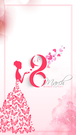 3.8妇女节粉色梦幻促销H5海报背景下载