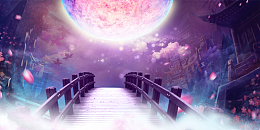 梦幻仙境木桥七夕节背景