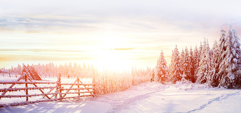 冬天浪漫雪景背景
