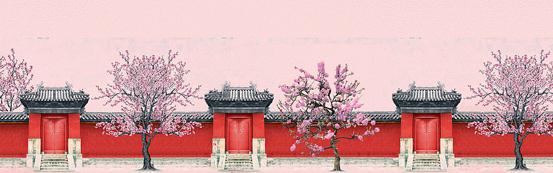 复古宫廷桃花海报背景