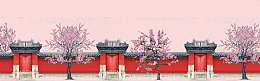 复古宫廷桃花海报背景