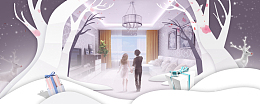 情人节浪漫温馨手绘banner