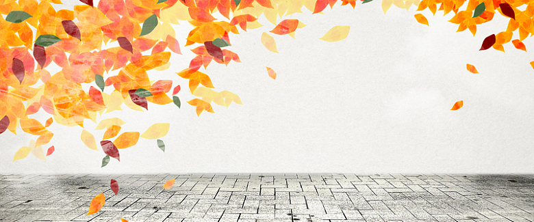 秋季手绘漂浮红叶背景