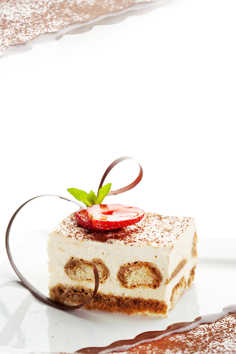 白色简约甜品蛋糕美食海报背景素材