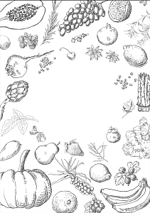 美式西餐手绘线稿披萨果蔬食品餐馆面包海报