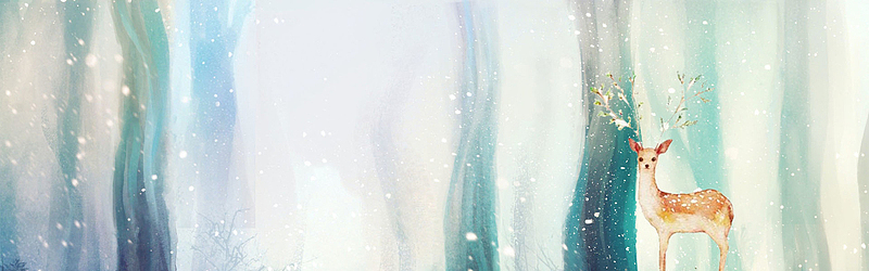 手绘雪花麋鹿海报背景