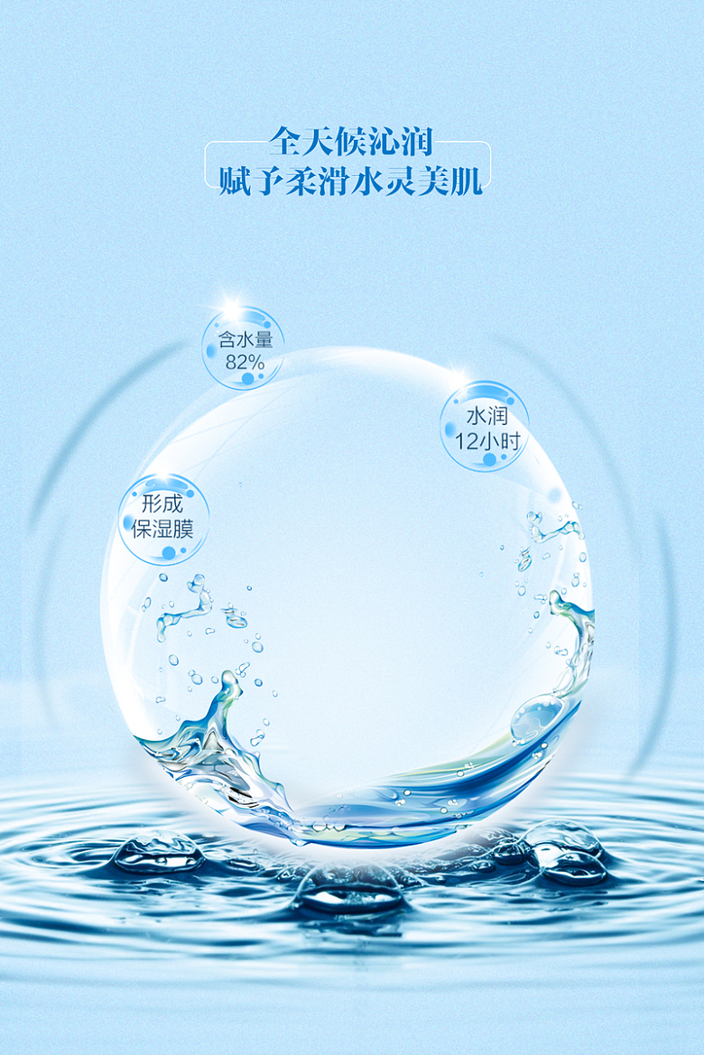 蓝色清新泡泡化妆品海报背景素材