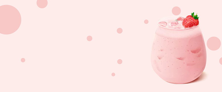 草莓奶昔粉色几何气泡背景