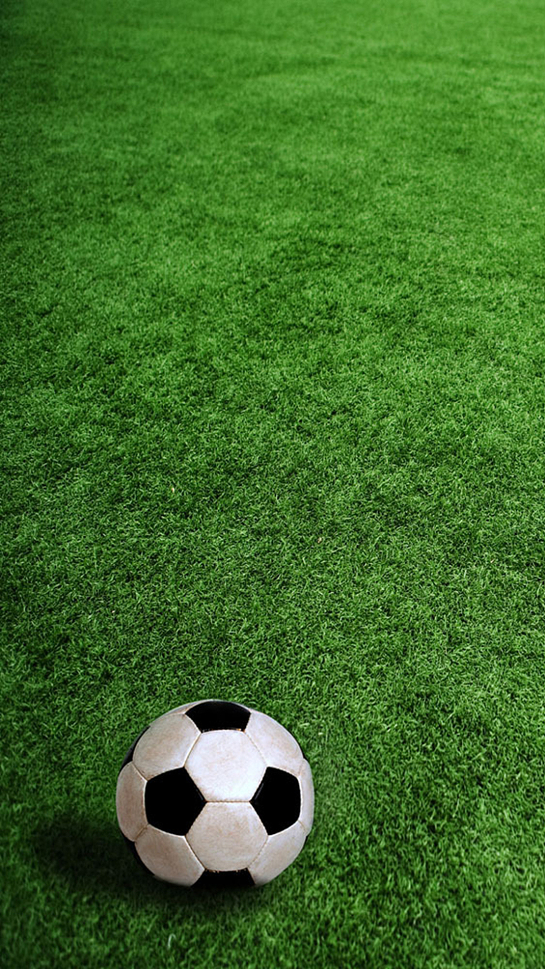 绿色草地上的足球图案背景图
