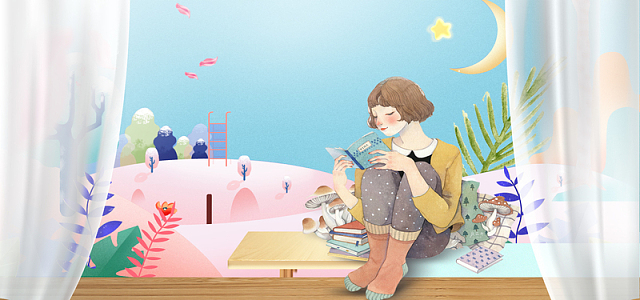 psdpng简约卡通开学季促销(4401x2200)psdpng古风读书日宣传海报背 