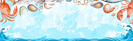 清新海鲜美食电商促销banner