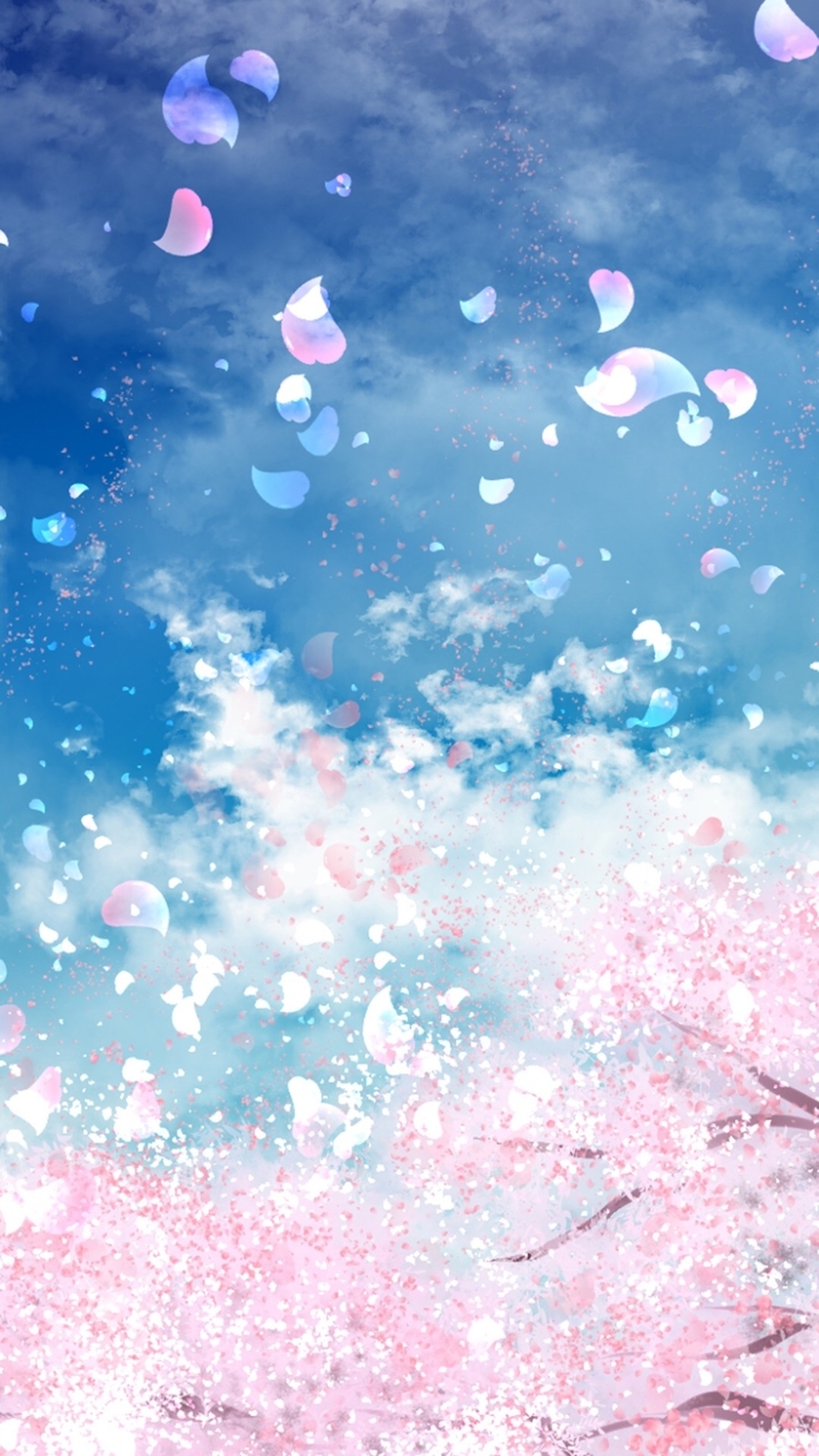 卡通漫天樱花h5背景