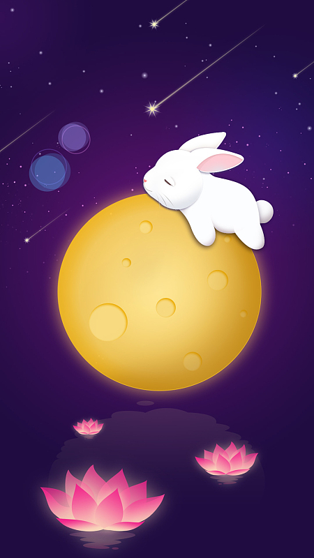 中秋h5背景psdjpg手绘中秋节兔子海报背景素材psdjpg中秋h5背景jpg