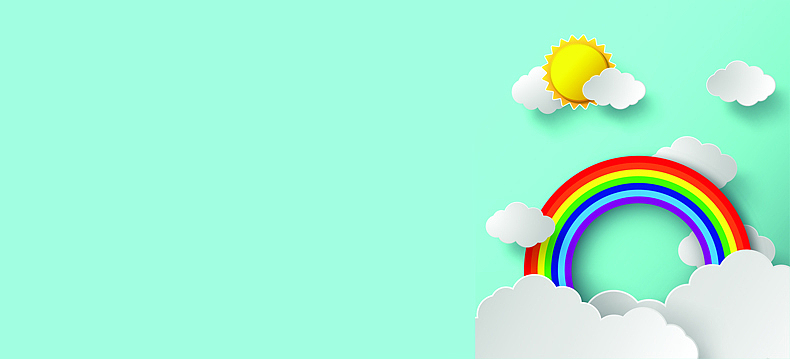 卡通天气插画banneraijpg小清新彩虹女孩粉色h5背景psdjpg卡通房子
