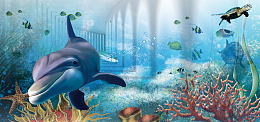 夏天童趣蓝色水族馆海报背景