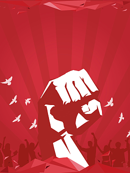 红色矢量卡通拳头备战高考海报背景