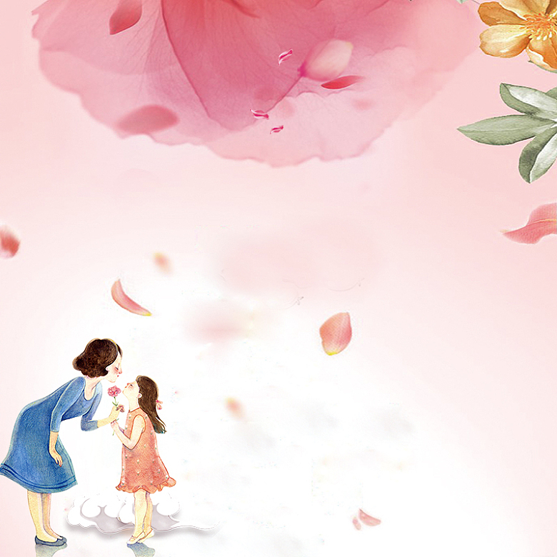 粉色水墨温馨母亲节主图背景