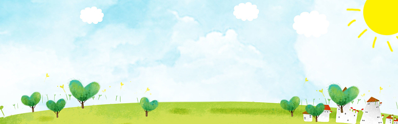 夏季手绘水彩蓝色天空草地海报背景