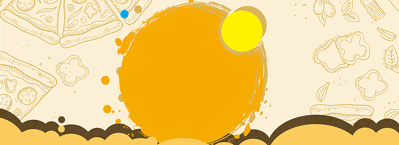 食物手绘黄色海报背景banner